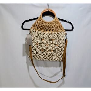 Crown Vintage NWT Woven Macramé Crossbody Tote Bag Boho